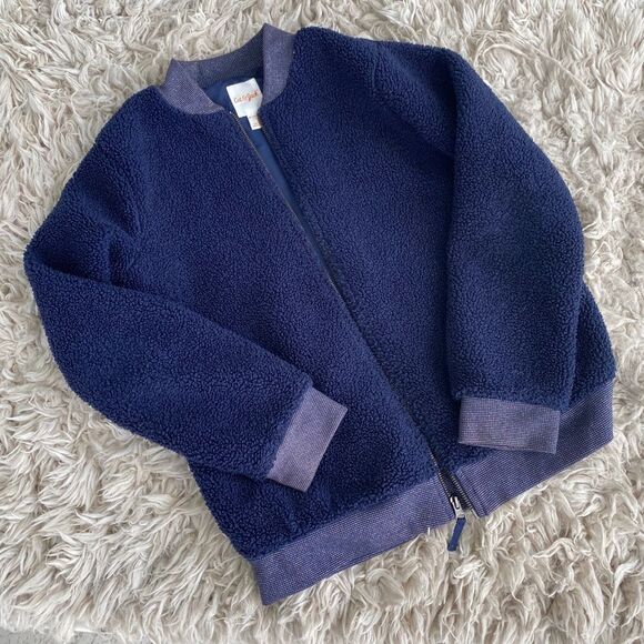 🌴 Navy Sherpa Bomber Jacket XL - Picture 1 of 12